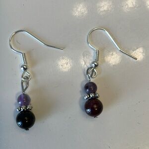 Amethyst beads with silver accents earrings.